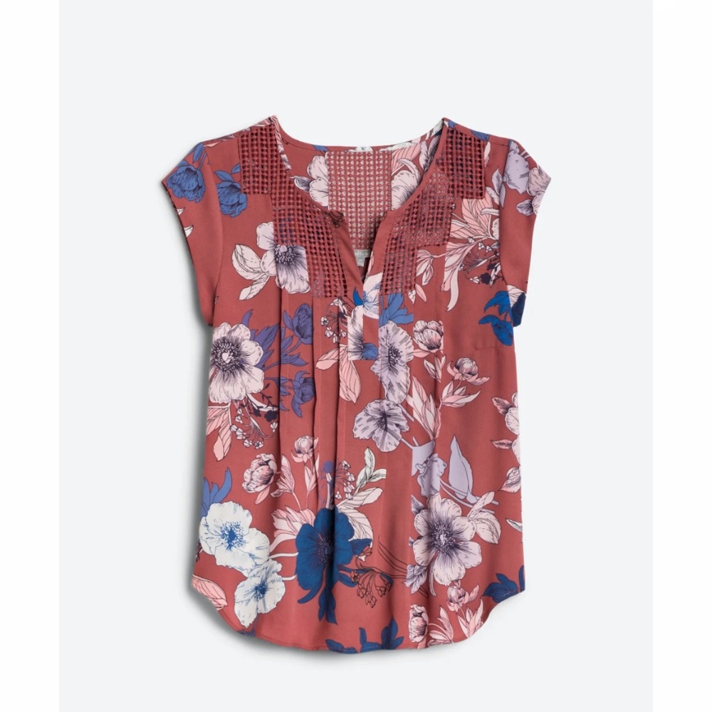 Estefany Lace Detail Split Neck Blouse